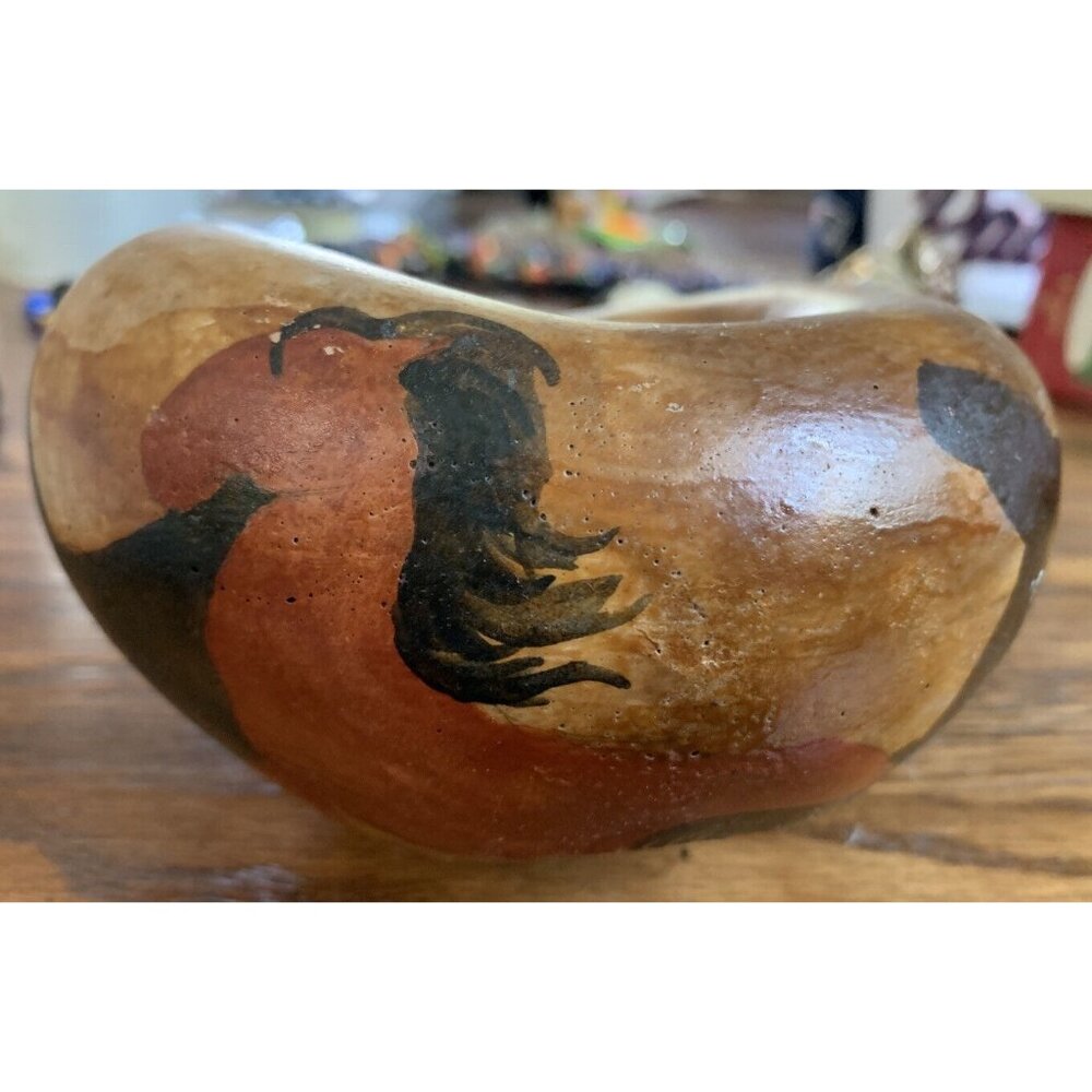 Primitive Clay Bowl Horses Cave Painting Style
